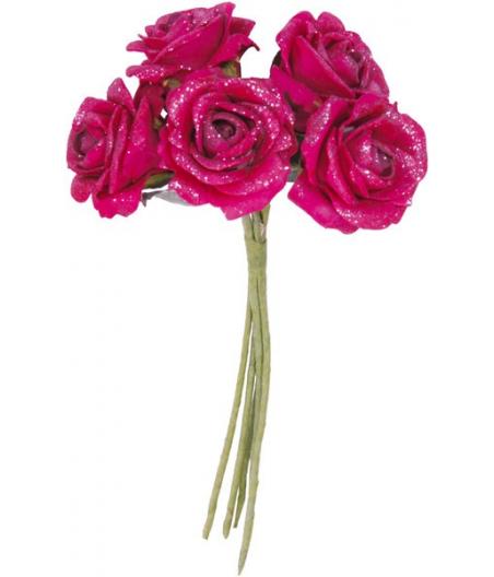 Bouquet de 5 roses pailletées