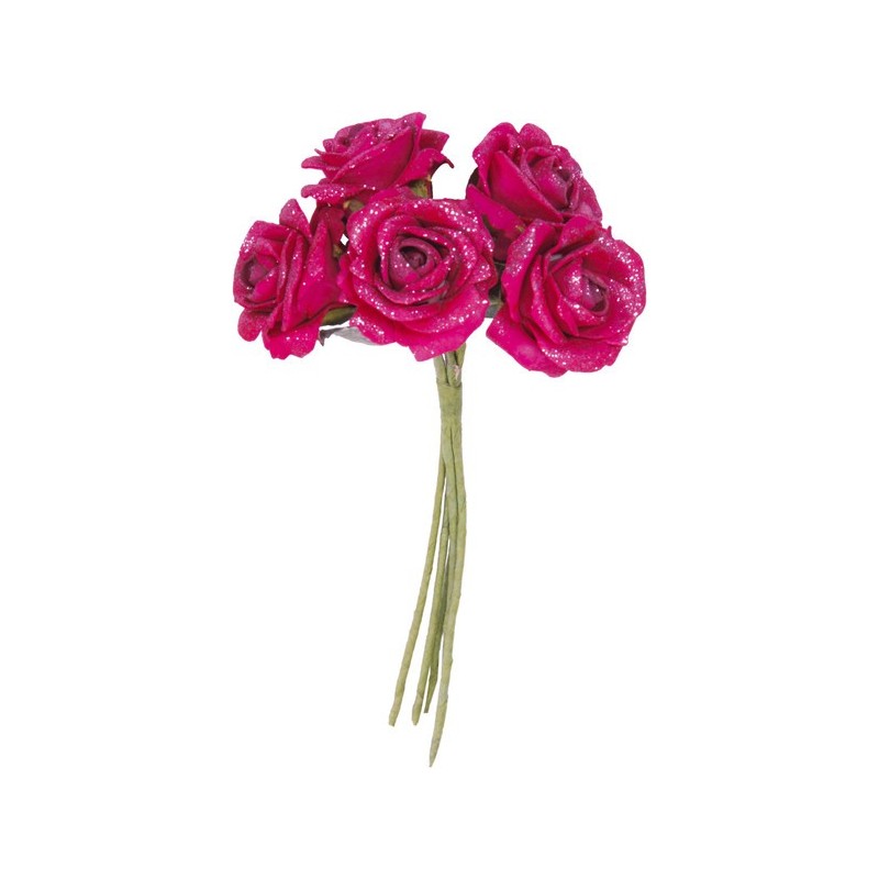 Bouquet de 5 roses pailletées