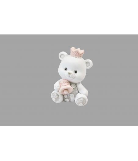 Ourson princesse en résine Rose