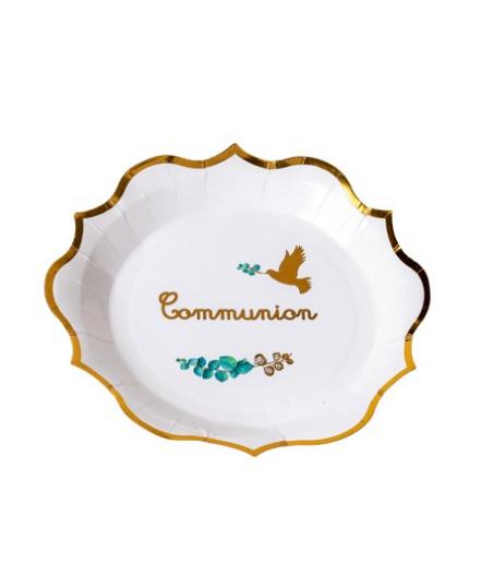 assiettes communion blanches
