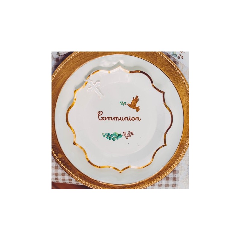 assiettes communion blanches