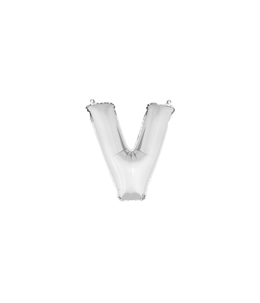 ballon uni metallise "v"  (haut. 36 cm)