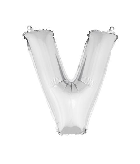 ballon uni metallise "v"  (haut. 36 cm)