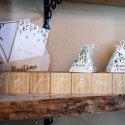 7 Cubes Baptême bois floqué blanc