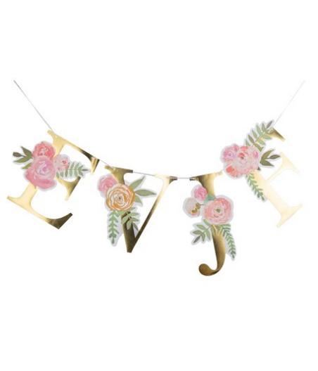 Guirlande Lettres EVJF Or Fleuri
