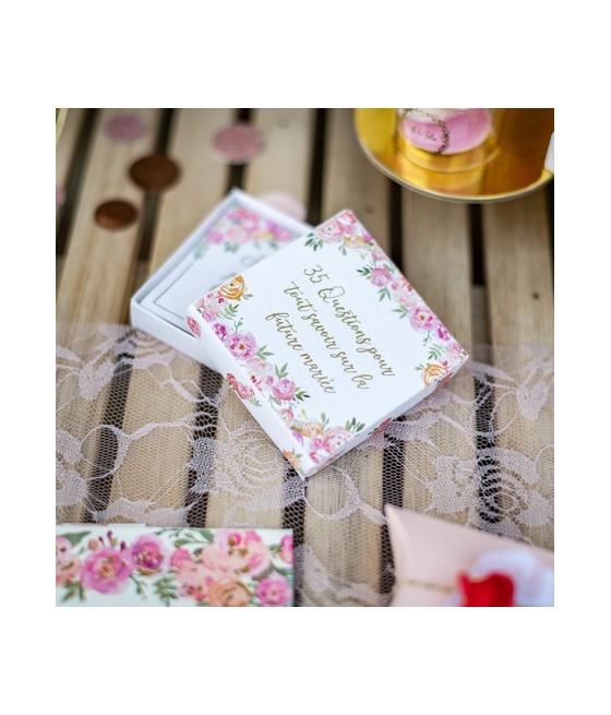 Jeu QUESTIONNAIRE EVJF Carton Fleuri