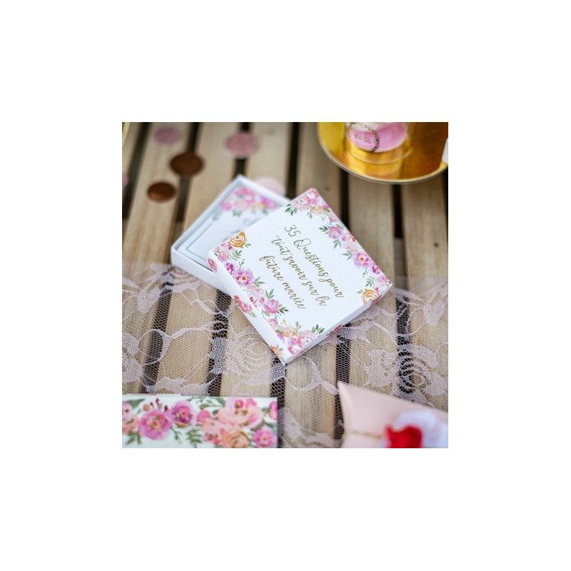 Jeu QUESTIONNAIRE EVJF Carton Fleuri
