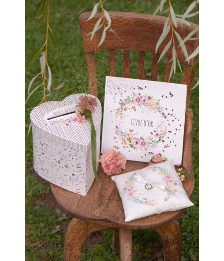 Tirelire mariage fleuri