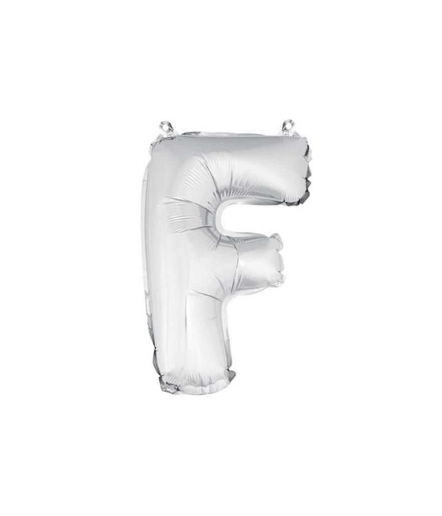 ballon uni metallise "f"  (haut. 36 cm)