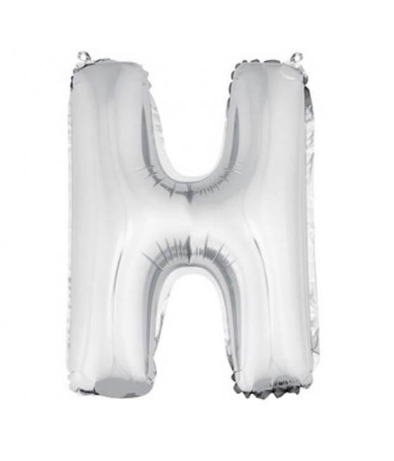 Ballon uni métallisé "h"  (haut. 36 cm)