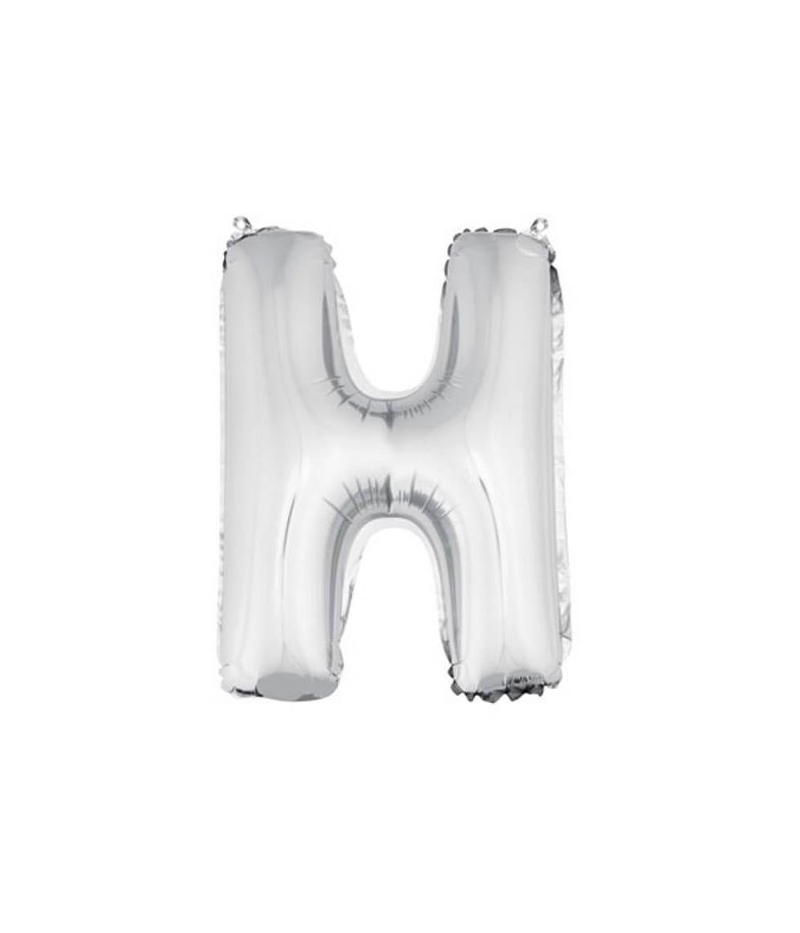 Ballon uni métallisé "h"  (haut. 36 cm)