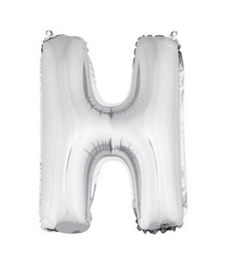 Ballon uni métallisé "h"  (haut. 36 cm)