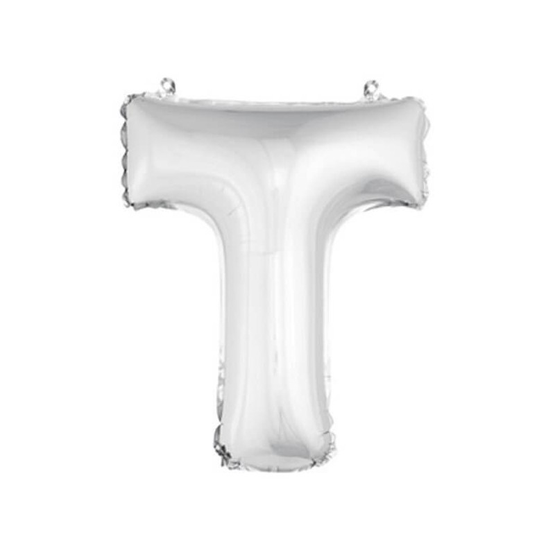 Ballon uni métallisé "t"  (haut. 36 cm)