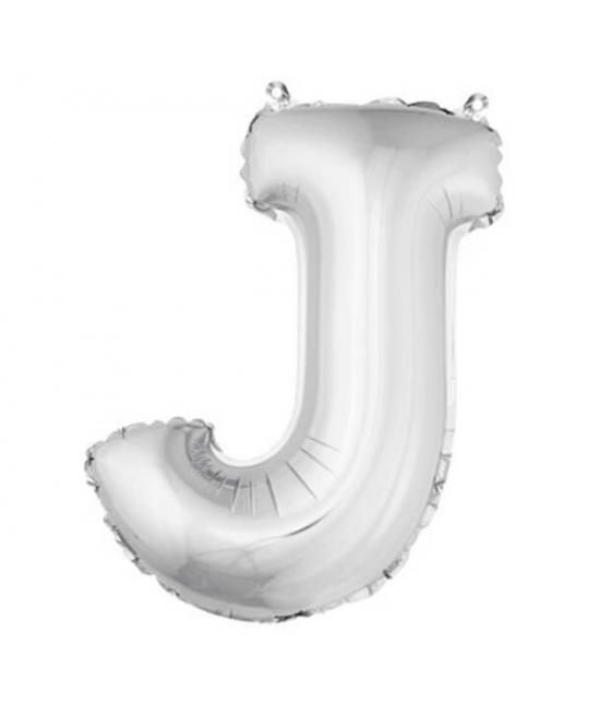 Ballon uni metallise "j"  (haut. 36 cm)