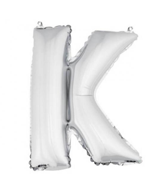 Ballon uni métallisé "k"  (haut. 36 cm)