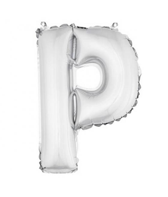 Ballon uni métallisé "p"  (haut. 36 cm)