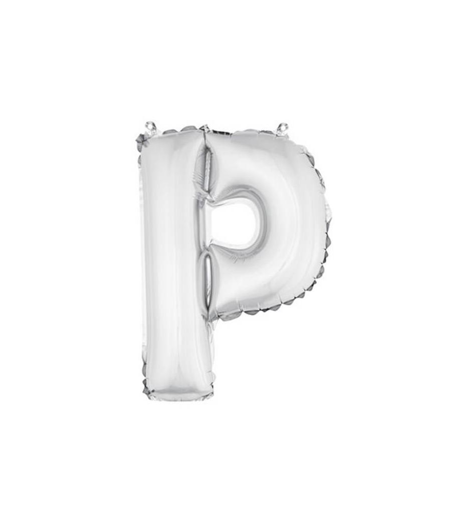 Ballon uni métallisé "p"  (haut. 36 cm)