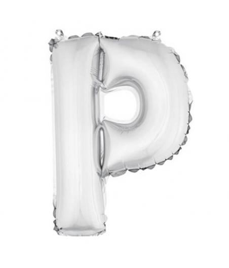 Ballon uni métallisé "p"  (haut. 36 cm)