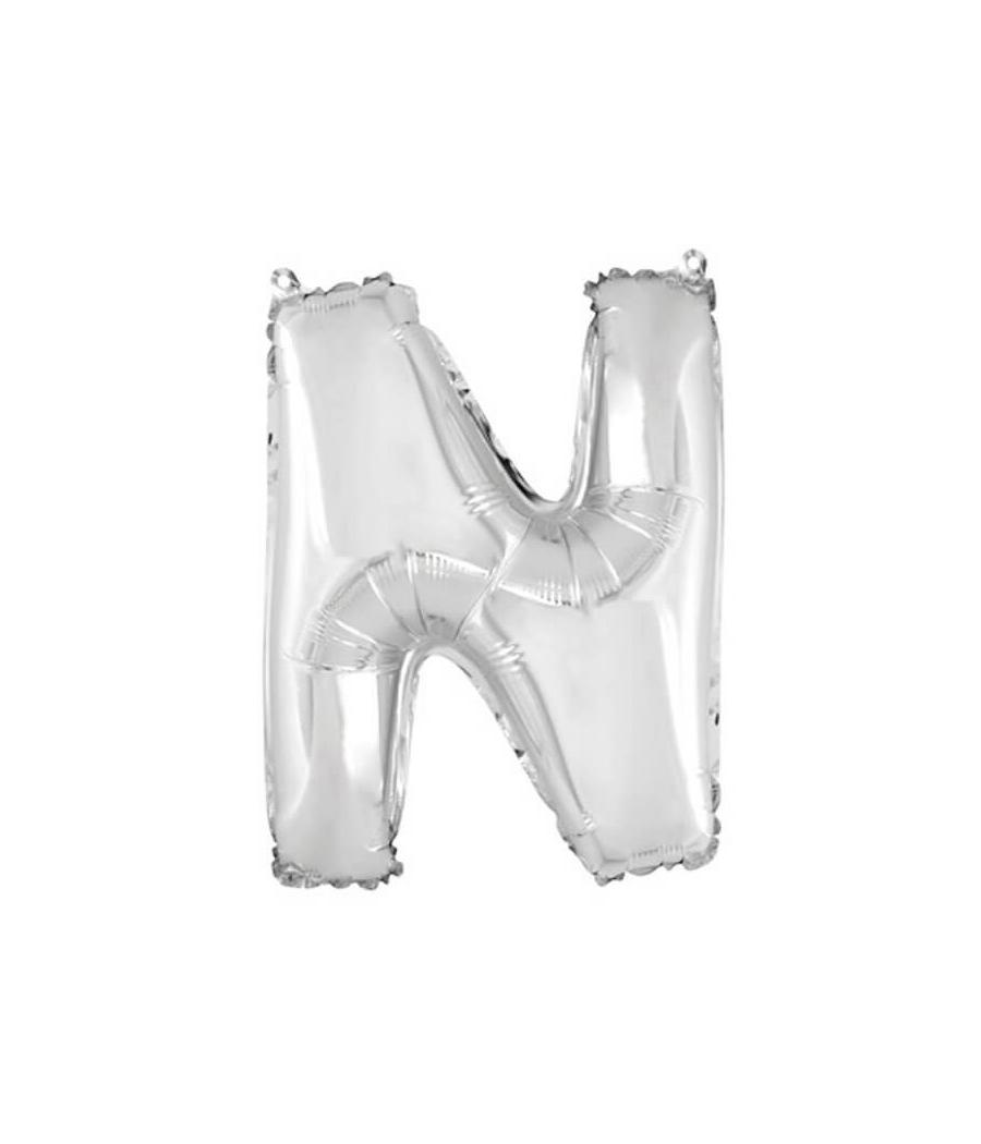 Ballon uni métallisé "n"  (haut. 36 cm)