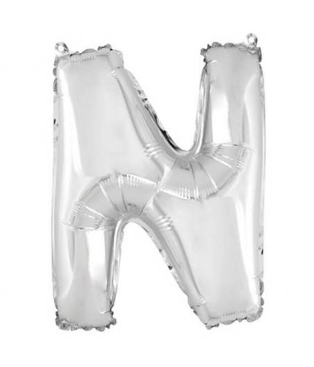Ballon uni métallisé "n"  (haut. 36 cm)