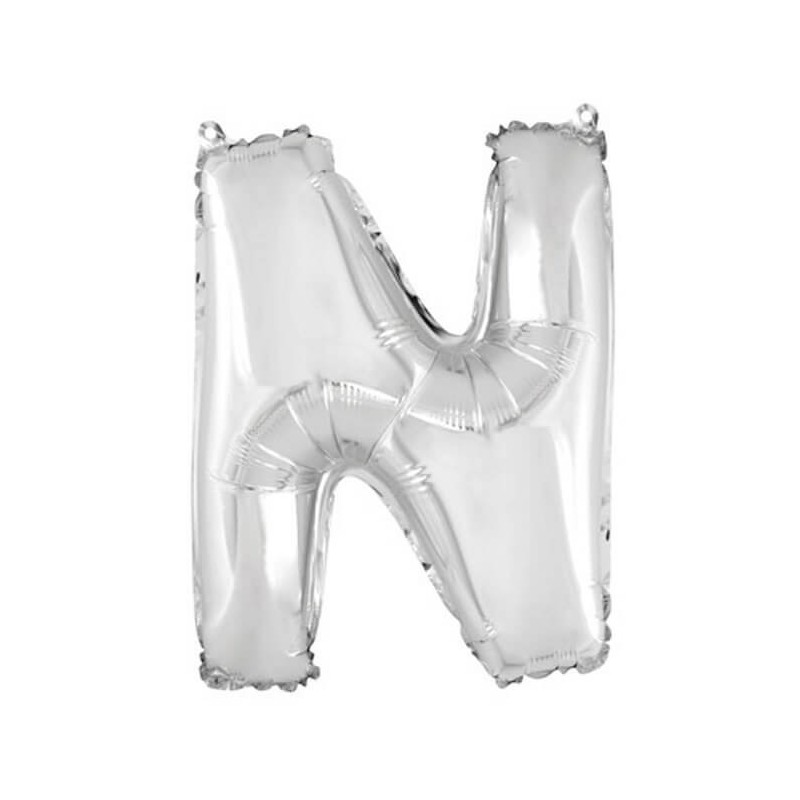 Ballon uni métallisé "n"  (haut. 36 cm)