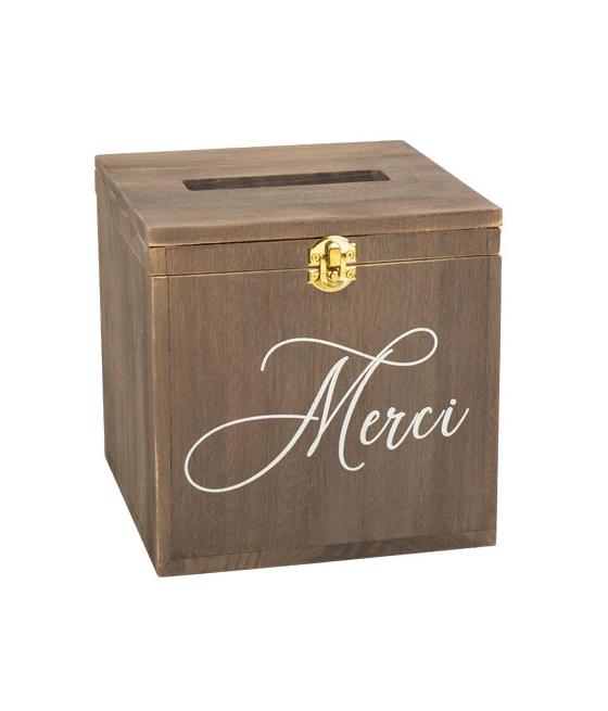 Urne Merci en bois 20X20X20CM