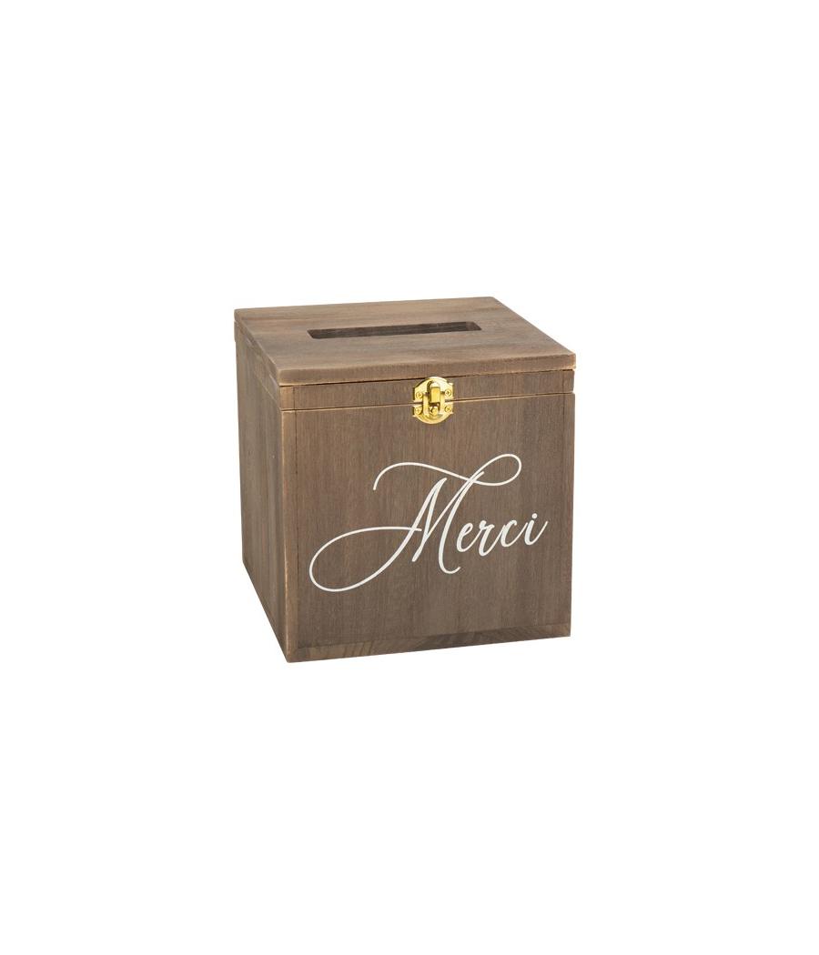 Urne Merci en bois 20X20X20CM
