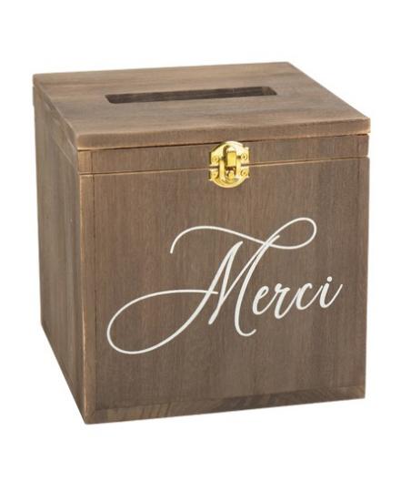 Urne Merci en bois 20X20X20CM