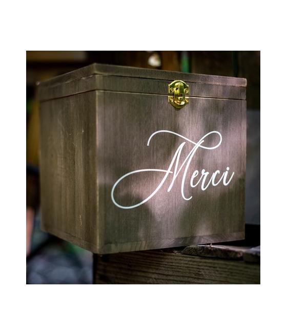 Urne Merci en bois 20X20X20CM