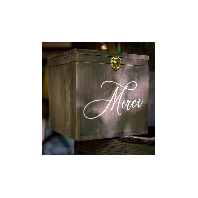 Urne Merci en bois 20X20X20CM