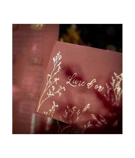 Livre d'or brindilles terracotta embossé Or