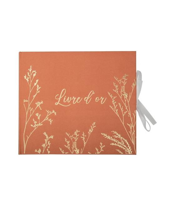 Livre d'or brindilles terracotta embossé Or