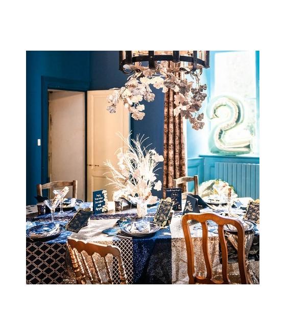 Ruban en lin marine Ginkgo