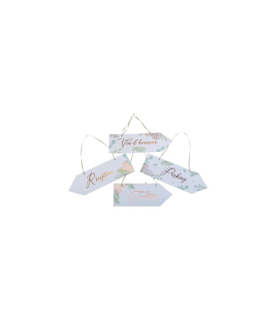4 Flèches signalétiques botanique Rose Gold papier