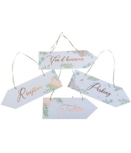 4 Flèches signalétiques botanique Rose Gold papier