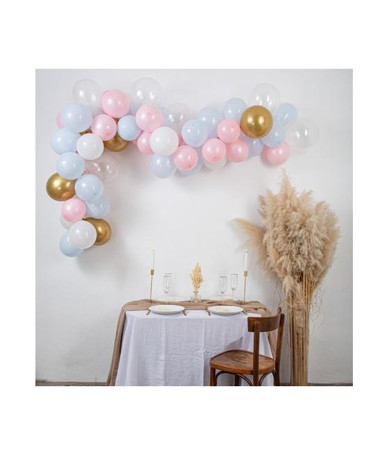 Kit arche de 58 ballons la gender bleu ciel rose