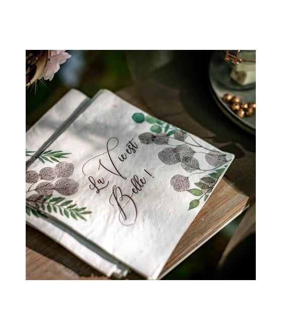 16 serviettes La vie est belle botanique Rose Gold