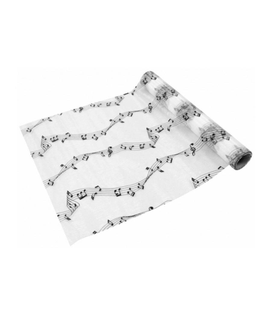 Chemin de Table Organza Musique Noir et Blanc (x1)