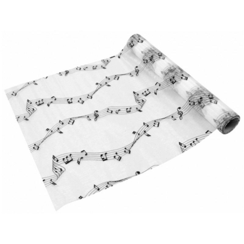 Chemin de Table Organza Musique Noir et Blanc (x1)
