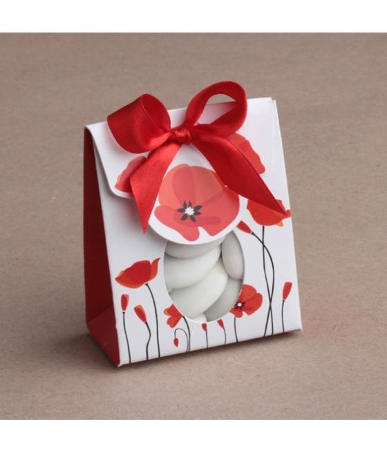 50 pochons avec fenêtre coquelicot