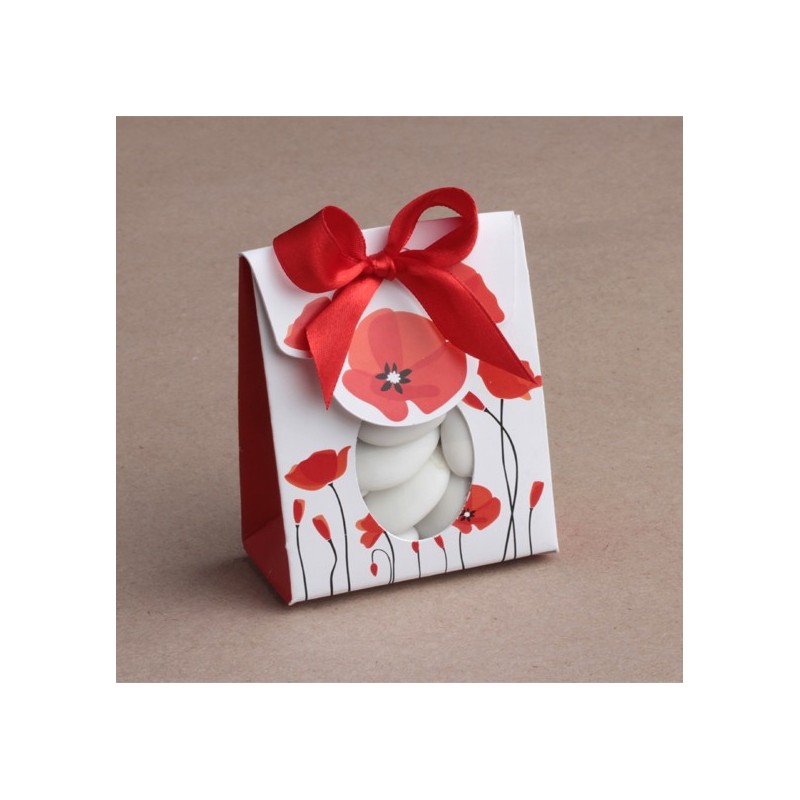 50 pochons avec fenêtre coquelicot