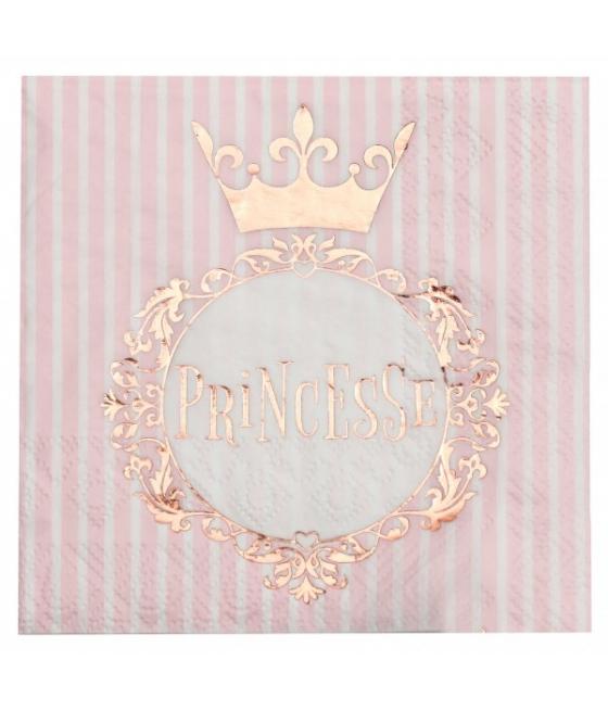 20 serviettes princesse rose gold
