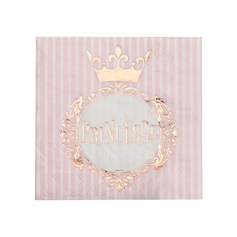 20 serviettes princesse rose gold