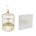 Tirelire cage dorée + Livre d'or Mariage Blanc et Or