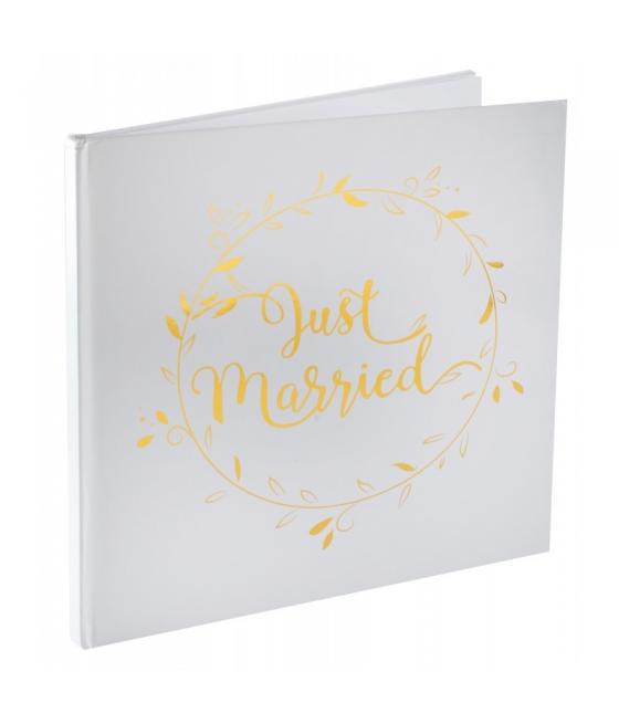 Tirelire cage dorée + Livre d'or Mariage Blanc et Or