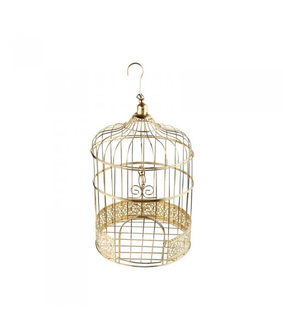 Tirelire cage dorée + Livre d'or Mariage Blanc et Or