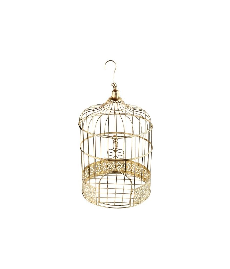 Tirelire cage dorée + Livre d'or Mariage Blanc et Or