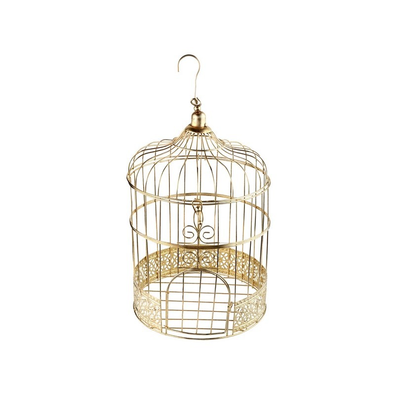 Tirelire cage dorée + Livre d'or Mariage Blanc et Or