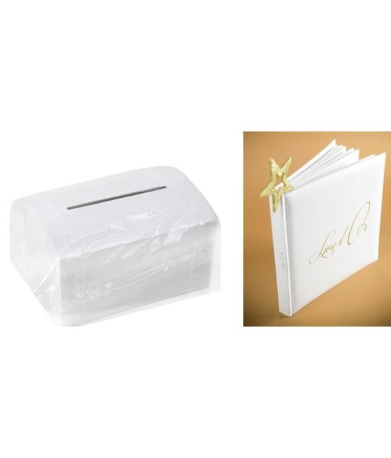 Pack Urne + Livre d'or blanc avec écriture " livre d'or"