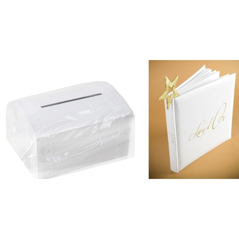 Pack Urne + Livre d'or blanc avec écriture " livre d'or"
